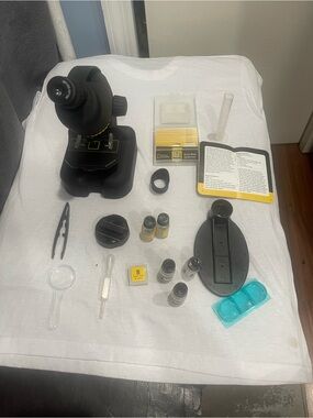 National Geographic Black STEM Microscope Kit with Yellow Accent Accessories